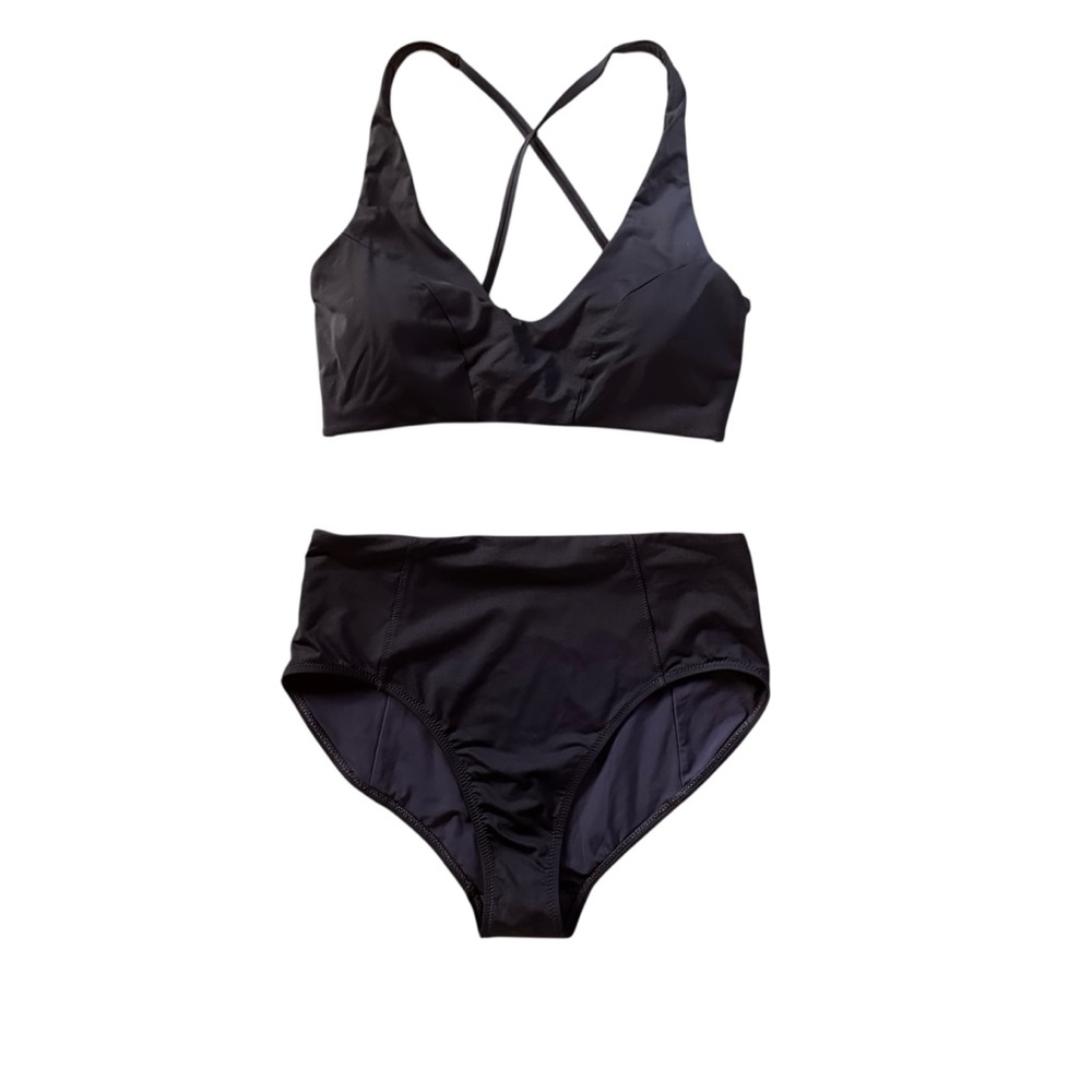 Athleta Navy Bikini Size Medium High Waisted